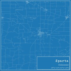 Blueprint US city map of Sparta, Illinois.