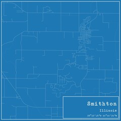 Blueprint US city map of Smithton, Illinois.