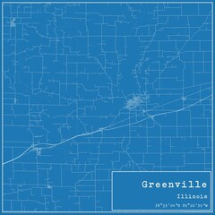 Blueprint US city map of Greenville, Illinois.