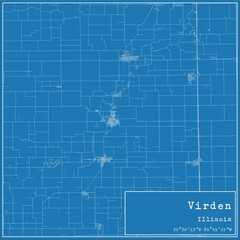 Blueprint US city map of Virden, Illinois.