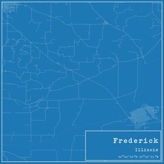 Blueprint US city map of Frederick, Illinois.