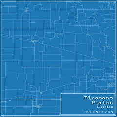 Blueprint US city map of Pleasant Plains, Illinois.