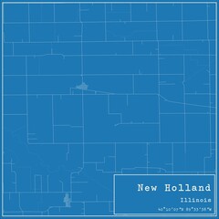 Blueprint US city map of New Holland, Illinois.