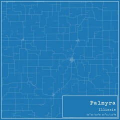 Obraz premium Blueprint US city map of Palmyra, Illinois.