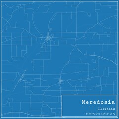 Blueprint US city map of Meredosia, Illinois.