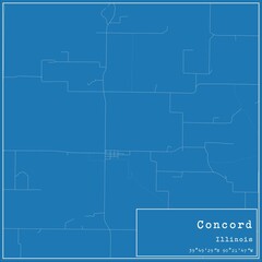 Blueprint US city map of Concord, Illinois.