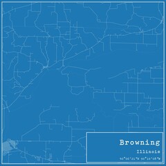 Blueprint US city map of Browning, Illinois.