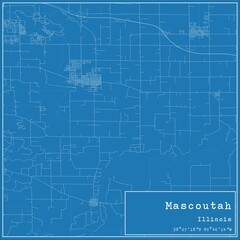 Blueprint US city map of Mascoutah, Illinois.