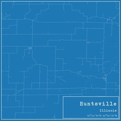 Fototapeta premium Blueprint US city map of Huntsville, Illinois.