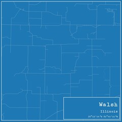 Blueprint US city map of Walsh, Illinois.