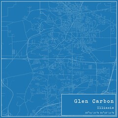 Blueprint US city map of Glen Carbon, Illinois.