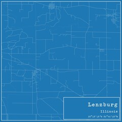 Blueprint US city map of Lenzburg, Illinois.