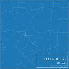 Blueprint US city map of Ellis Grove, Illinois.