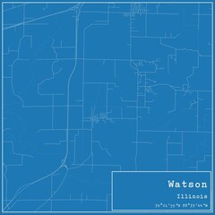 Blueprint US city map of Watson, Illinois.