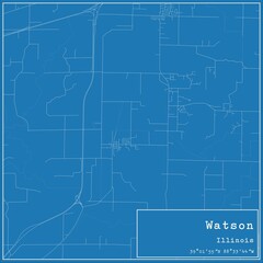 Obraz premium Blueprint US city map of Watson, Illinois.