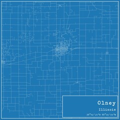 Obraz premium Blueprint US city map of Olney, Illinois.