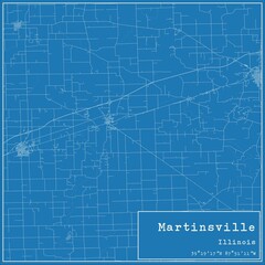 Blueprint US city map of Martinsville, Illinois.