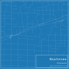 Blueprint US city map of Montrose, Illinois.