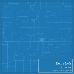 Obraz premium Blueprint US city map of Herrick, Illinois.