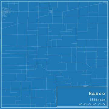Blueprint US city map of Basco, Illinois.