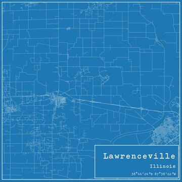 Blueprint US city map of Lawrenceville, Illinois.