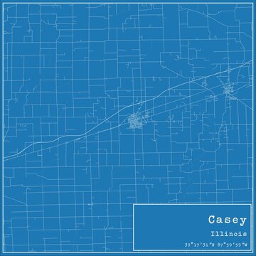 Blueprint US city map of Casey, Illinois.