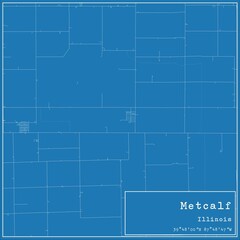 Blueprint US city map of Metcalf, Illinois.