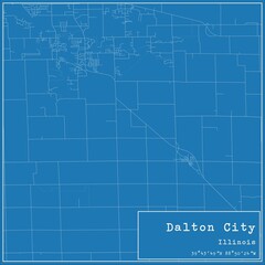 Blueprint US city map of Dalton City, Illinois.