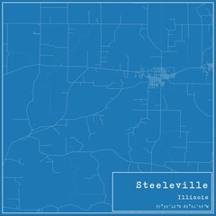 Blueprint US city map of Steeleville, Illinois.