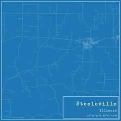 Fototapeta premium Blueprint US city map of Steeleville, Illinois.