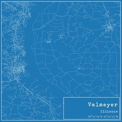 Blueprint US city map of Valmeyer, Illinois.