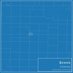 Blueprint US city map of Bowen, Illinois.