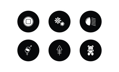 shapes filled icons set. shapes filled icons pack included round stop button, two snow flakes, low beam, male and female, phosphorus, toys vector.