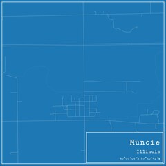 Blueprint US city map of Muncie, Illinois.