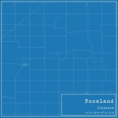 Blueprint US city map of Foosland, Illinois.