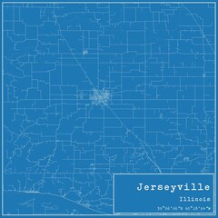 Blueprint US city map of Jerseyville, Illinois.