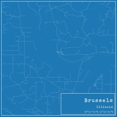 Fototapeta premium Blueprint US city map of Brussels, Illinois.