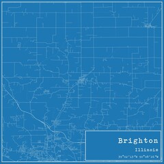 Blueprint US city map of Brighton, Illinois.