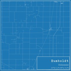 Blueprint US city map of Humboldt, Illinois. - obrazy, fototapety, plakaty