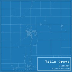 Blueprint US city map of Villa Grove, Illinois.