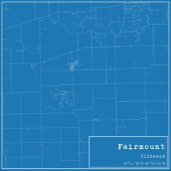 Blueprint US city map of Fairmount, Illinois.