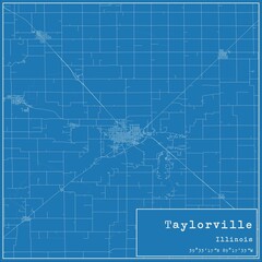 Blueprint US city map of Taylorville, Illinois.