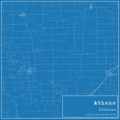 Blueprint US city map of Athens, Illinois.