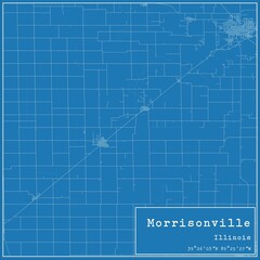 Blueprint US city map of Morrisonville, Illinois.