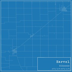 Blueprint US city map of Harvel, Illinois.