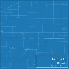 Blueprint US city map of Buffalo, Illinois.
