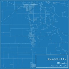 Blueprint US city map of Westville, Illinois.