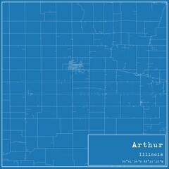 Blueprint US city map of Arthur, Illinois.
