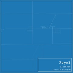 Blueprint US city map of Royal, Illinois.