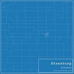 Blueprint US city map of Strasburg, Illinois.